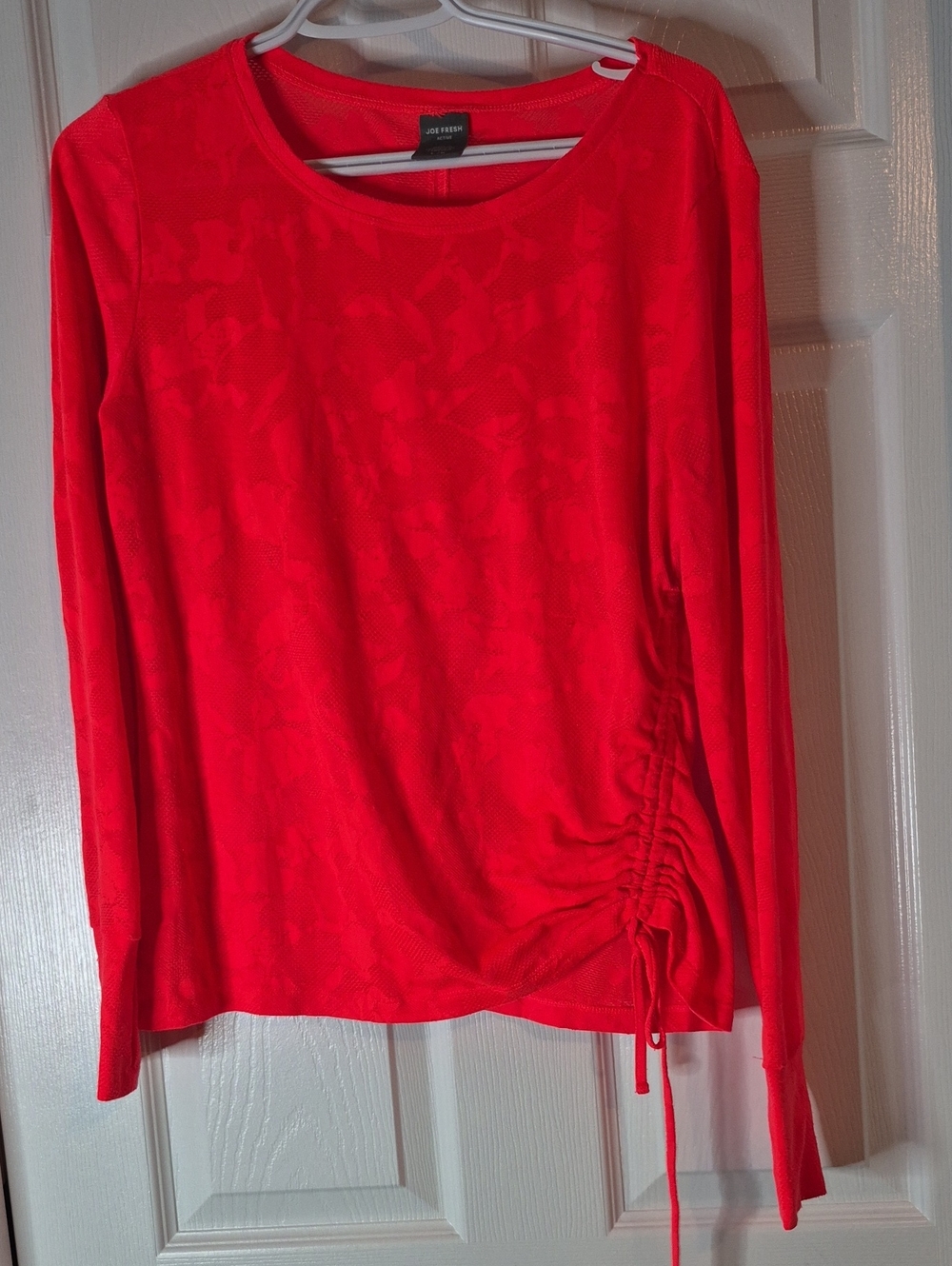 Joe Fresh Long Sleeve Mesh Floral Print Side Rushed & Tie Top Size Large